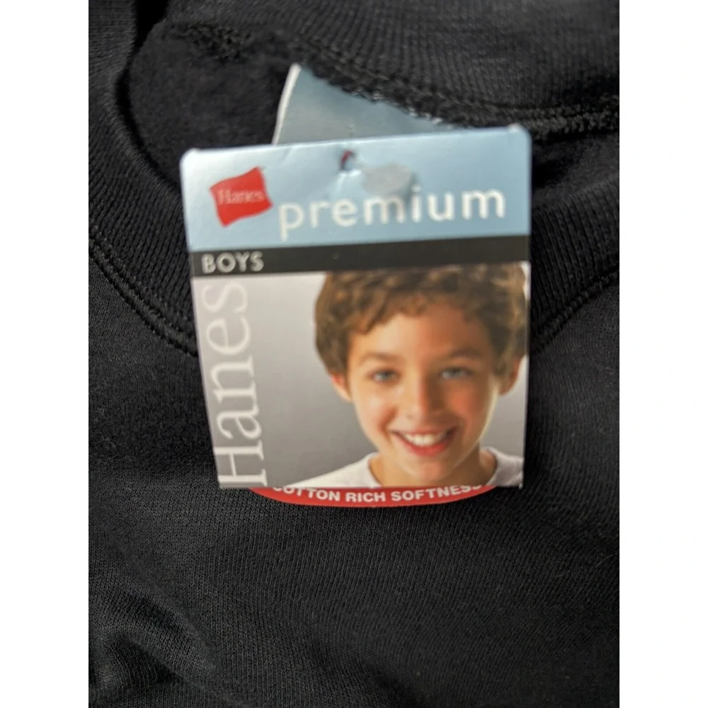 Hanes Premium Sweatshirt Youth XS 4/5 Black Crewneck Long Sleeve Vintage 3688